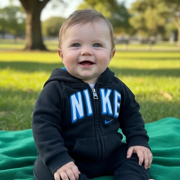Nike Black Logo Zip-Up Hoodie 6-9 Months - Picture 1 of 7